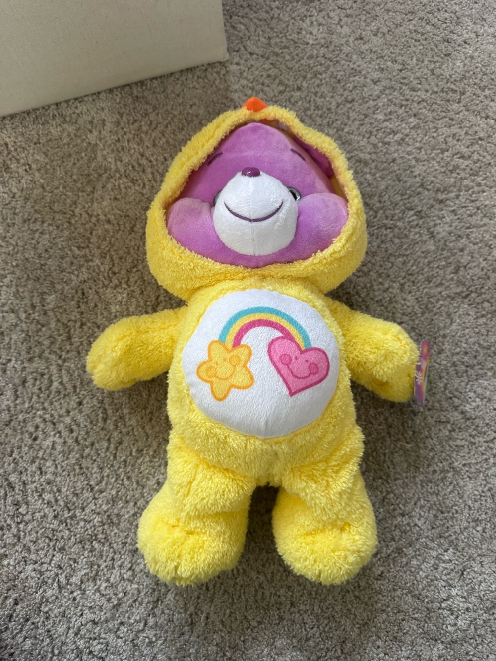 Care Bears Best Friend Yellow & Purple Plush with Rainbow Belly Badge